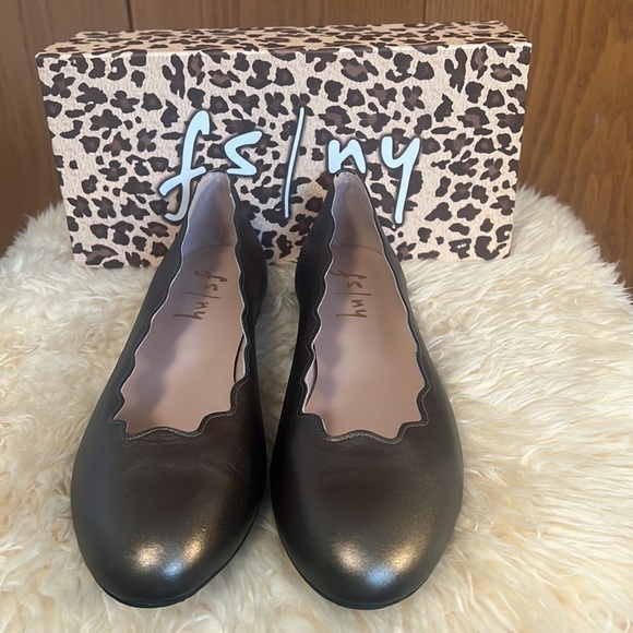 NWB French Sole Jigsaw Metallic Leather Scallop Ballet Flats Sz-11 - Picture 2 of 6